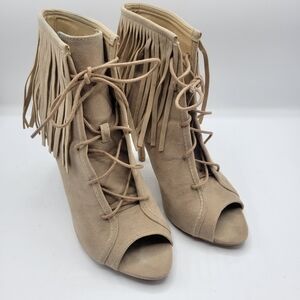 Adriana New York Hilda  Fringe open toe booties size 8.5